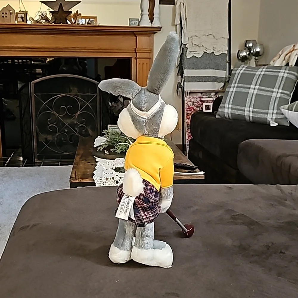 1992 24K Warner Bros Bugs Bunny Golfer Striped Shorts Plush Stuffed 14" - Picture 5 of 6